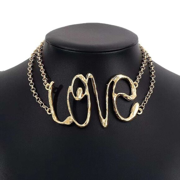 Gold Womens Letter Decor Choker - Picture 2 of 3